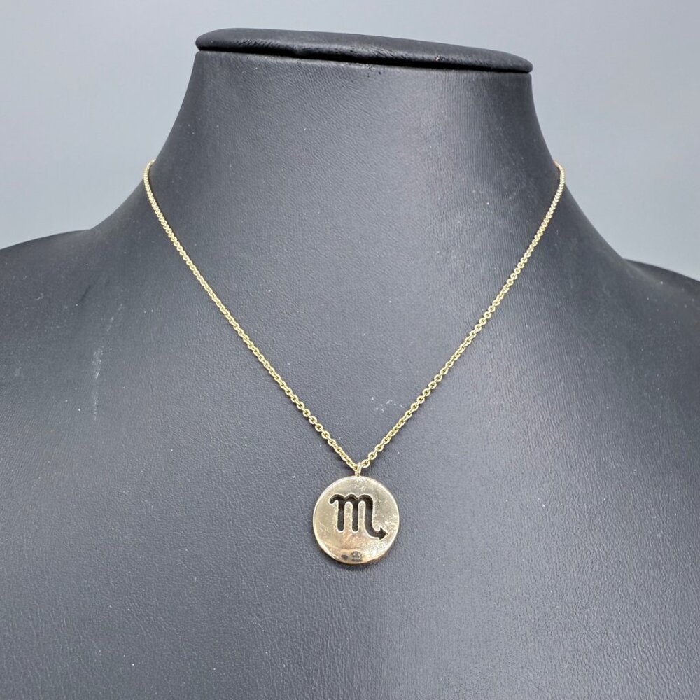 Banana Republic Scorpio Zodiac Pendant Necklace Gold-Tone 16-19" Adjustable Chai